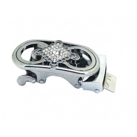 Boucle  argentée carré brillant pour ceinture Femme Lady à fermeture automatique