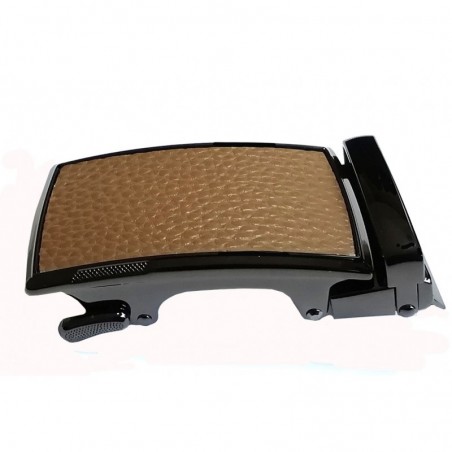 Boucle de ceinture grain cuir B2 Marron clair gamme classique cadre couleur bronze brillant