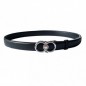 CC118Ceinture en cuir pleine fleur noir avec boucle automatique infini argentée CC118Ceinture en cuir pleine fleur noir avec boucle automatique infini argentée