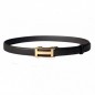 CC127b Ceinture  en cuir pleine fleur marron avec boucle automatique dorée