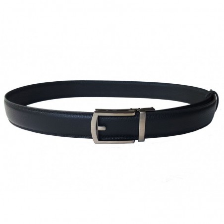 CC572 Ceinture  en cuir pleine fleur B2 noir avec boucle automatique aspect traditionnel
