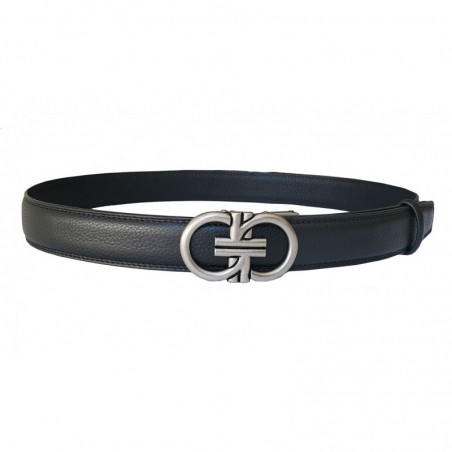 CC622B2 Ceinture en cuir pleine fleur noir avec boucle automatique