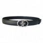 CC622B2 Ceinture en cuir pleine fleur noir avec boucle automatique