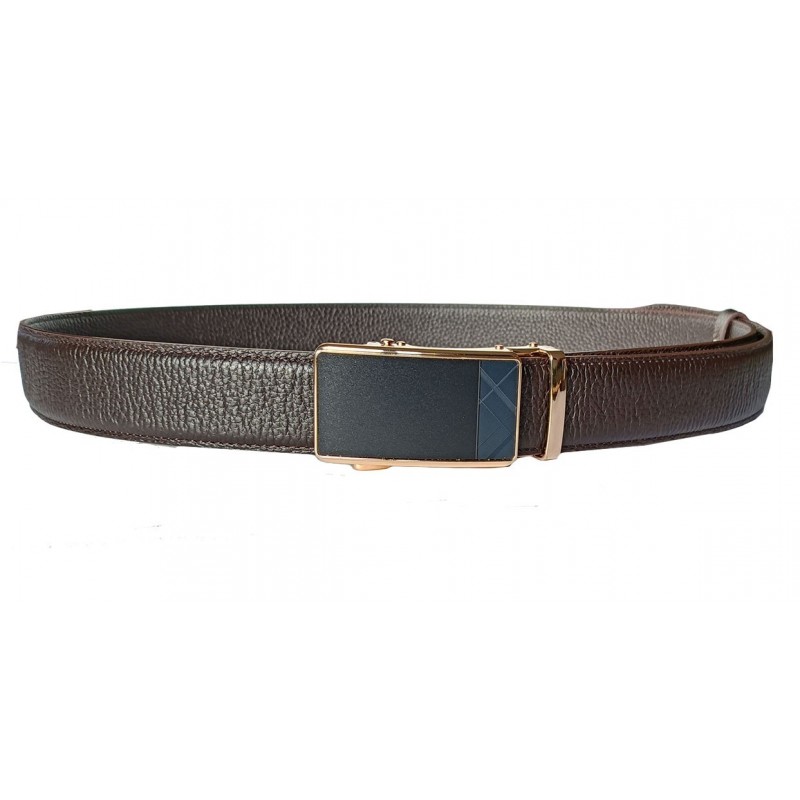 CC513B2 Ceinture en cuir pleine fleur MARRON avec boucle automatique .