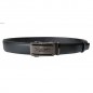 CC520B5 Ceinture  en cuir pleine fleur noir avec boucle automatique décor crocodile