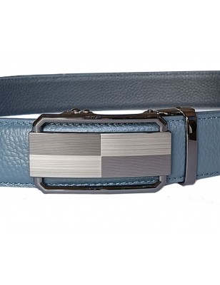 510 Boucle de ceinture homme décor damier gris cadre et passant couleur bronze