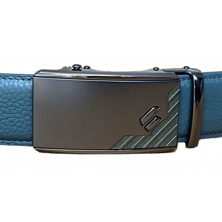 527 Boucle de ceinture homme couleur bronze centre gris rayé brillant