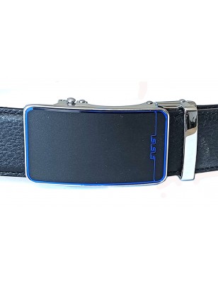Boucle de ceinture automatique homme cadre couleur argent, centre noir avec effets lumineux bleu