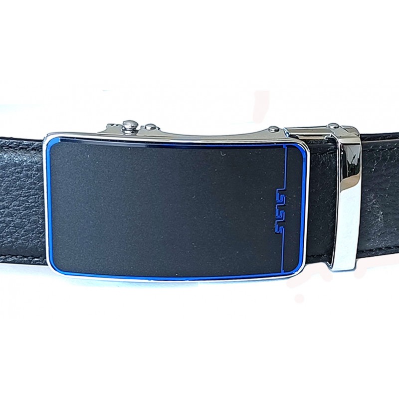 505B Boucle de ceinture homme centre noir avec entourage et lignes bleu lumineuses changeantes 505B Boucle de ceinture homme centre noir avec entourage et lignes bleu lumineuses changeantes