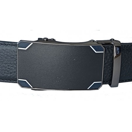507 Boucle de ceinture homme noire mat avec lignes et angles avec luminosité changeante