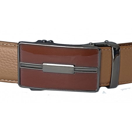 CC548B2 Ceinture  en cuir pleine fleur marron de la gamme B2 avec boucle automatique.