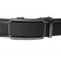 CC522B2 Ceinture en cuir pleine fleur noir avec boucle automatique décor plaque noire mat avec liserés blancs . CC522B2 Ceinture en cuir pleine fleur noir avec boucle automatique décor plaque noire mat avec liserés blancs .
