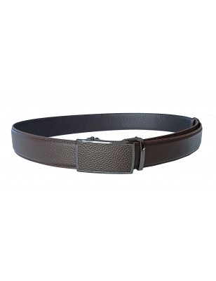 Ceinture  en cuir en cuir pleine fleur marron avec sa boucle automatique assortie.