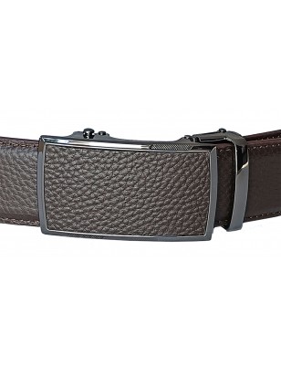 CC537B2 Ceinture  en cuir pleine fleur marron de la gamme B2 avec boucle automatique assortie