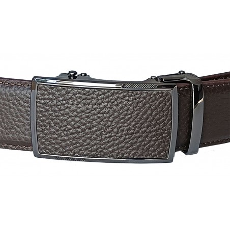 CC537B2 Ceinture en cuir pleine fleur marron de la gamme B2 avec boucle automatique assortie