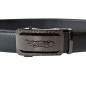 CC520B5 Ceinture  en cuir pleine fleur noir avec boucle automatique décor crocodile