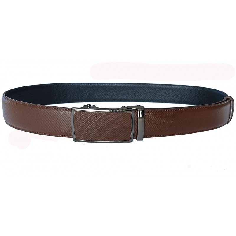 CC586B5 Ceinture en cuir pleine fleur carbone marron de la gamme B5 avec boucle automatique assortie CC586B5 Ceinture en cuir pleine fleur carbone marron de la gamme B5 avec boucle automatique assortie