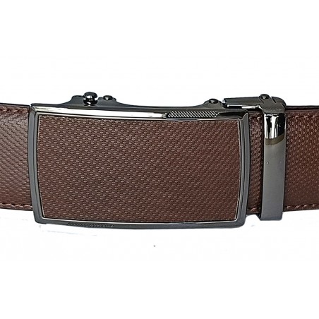 Ceinture automatique homme cuir marron finition carbone – boucle 586