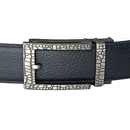 Ceinture homme en cuir pleine fleur noir avec boucle automatique 571