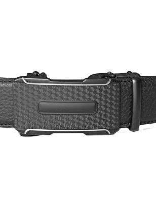 CC563 Ceinture homme en cuir pleine fleur noir avec boucle automatique 563