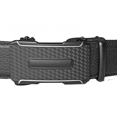 CC563 Ceinture homme en cuir pleine fleur noir avec boucle automatique 563
