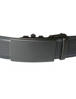 CC569 Ceinture homme en cuir pleine fleur noir avec boucle automatique 569