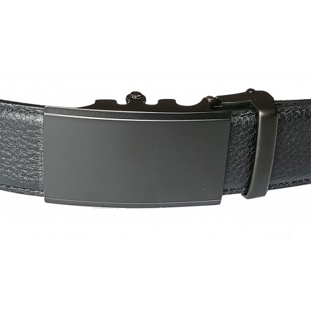 CC569 Ceinture homme en cuir pleine fleur noir avec boucle automatique 569