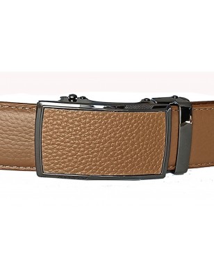 Boucle de ceinture grain cuir Marron clair cadre couleur bronze brillant