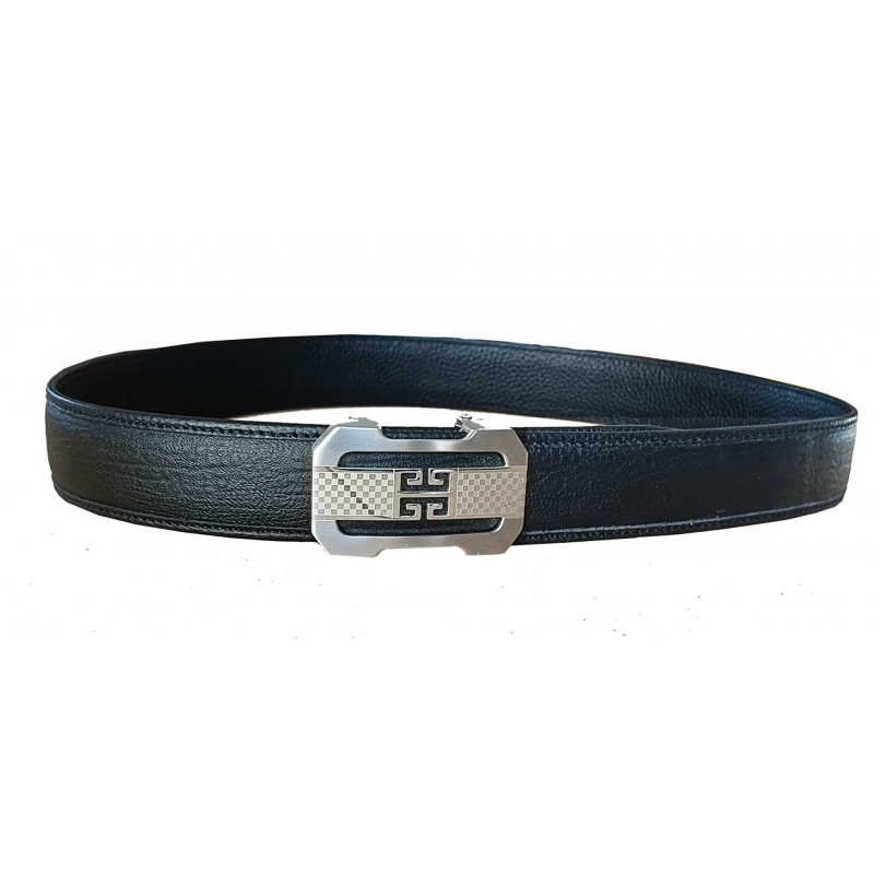 CC802B6 Ceinture en cuir pleine fleur branche noire avec boucle automatique en acier inoxydable CC802B6 Ceinture en cuir pleine fleur branche noire avec boucle automatique en acier inoxydable
