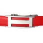 CC127b Ceinture en cuir pleine fleur rouge avec boucle automatique argenté brillant CC127b Ceinture en cuir pleine fleur rouge avec boucle automatique argenté brillant