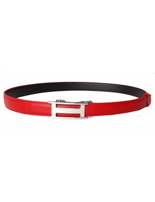 Ceinture  en cuir pleine fleur marron chocolat avec boucle automatique dorée