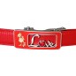 CC137 Ceinture  en cuir pleine fleur rouge avec boucle automatique petit cœur