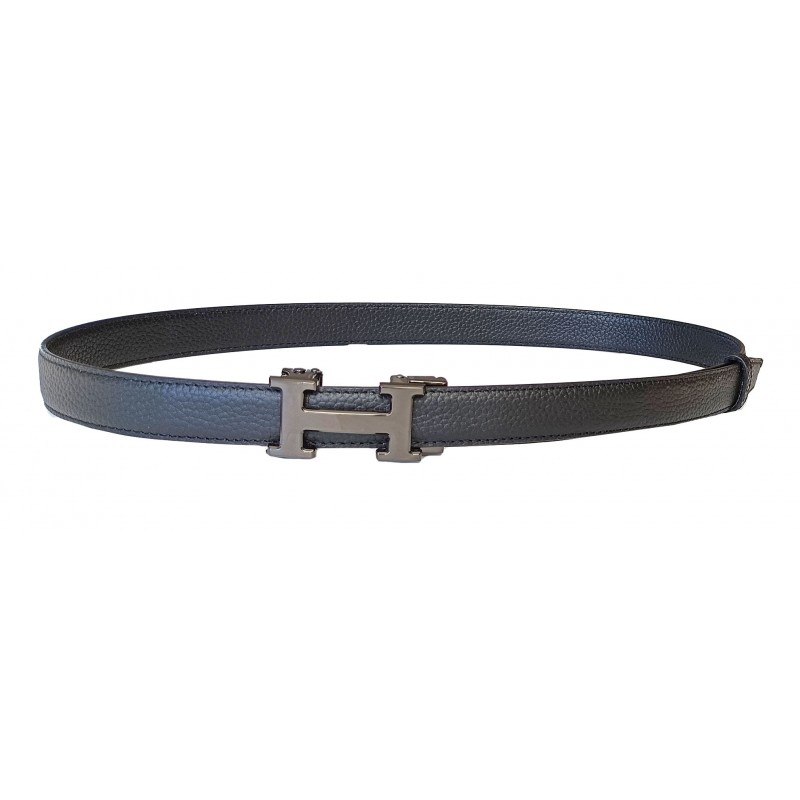 CC139 Ceinture en cuir pleine fleur noir avec boucle automatique H noir CC139 Ceinture en cuir pleine fleur noir avec boucle automatique H noir