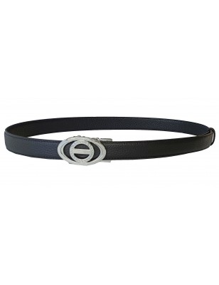 Ceinture femme noire boucle ovale argentée | MURUZI