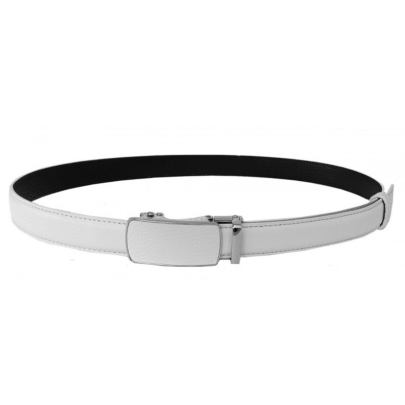 CC101 Ceinture en cuir pleine fleur blanc avec boucle automatique assortie. CC101 Ceinture en cuir pleine fleur blanc avec boucle automatique assortie.