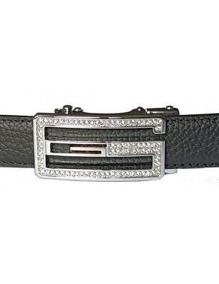 109 Boucle labyrinthe argentée avec brillants pour ceinture Femme Lady à fermeture automatique