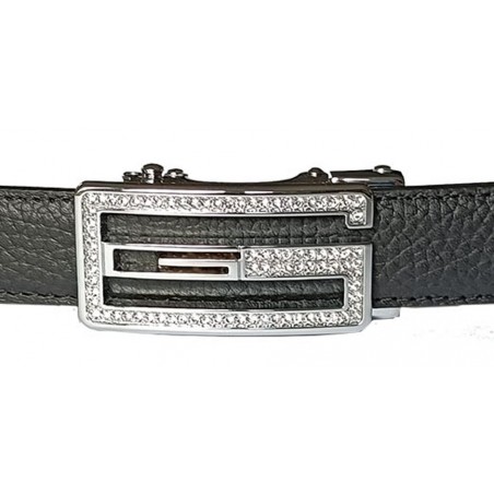 109 Boucle labyrinthe argentée avec brillants pour ceinture Femme Lady à fermeture automatique