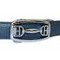 CC115 Ceinture  en cuir pleine fleur grise avec boucle automatique Star argentée