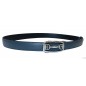 CC115 Ceinture  en cuir pleine fleur grise avec boucle automatique Star argentée