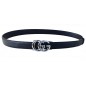 CC123 Ceinture en cuir pleine fleur noire avec boucle automatique Double G argenté CC123 Ceinture en cuir pleine fleur noire avec boucle automatique Double G argenté
