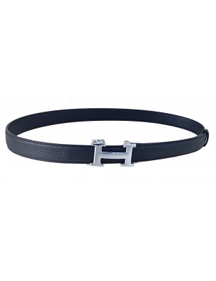 Ceinture  en cuir avec boucle automatique décor H noir
