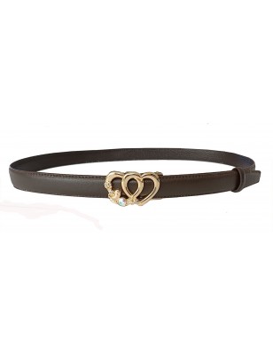 Ceinture  en cuir pleine fleur marron chocolat avec boucle automatique dorée