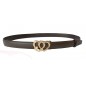 CC136 Ceinture en cuir pleine fleur marron avec boucle automatique double cœur doré CC136 Ceinture en cuir pleine fleur marron avec boucle automatique double cœur doré