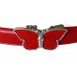 Boucle  argentée grand papillon rouge pour ceinture Femme Lady