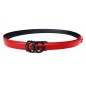 CC128 Ceinture en cuir pleine fleur rouge avec boucle automatique Double G noir CC128 Ceinture en cuir pleine fleur rouge avec boucle automatique Double G noir