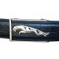Boucle de ceinture homme acier inoxydable brossé mat, decor Panthère brillant.