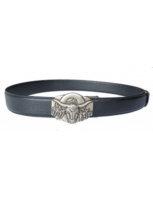 Ceinture  en cuir en cuir pleine fleur noir de la gamme B2 avec sa boucle automatique biker