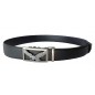 CC601B2 Ceinture  en cuir pleine fleur noir de la gamme B2 avec boucle automatique aigle royal