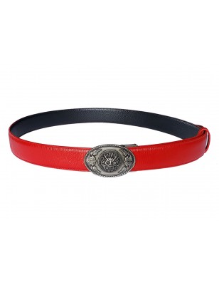 CC609B2 Ceinture en cuir pleine fleur rouge avec boucle automatique
