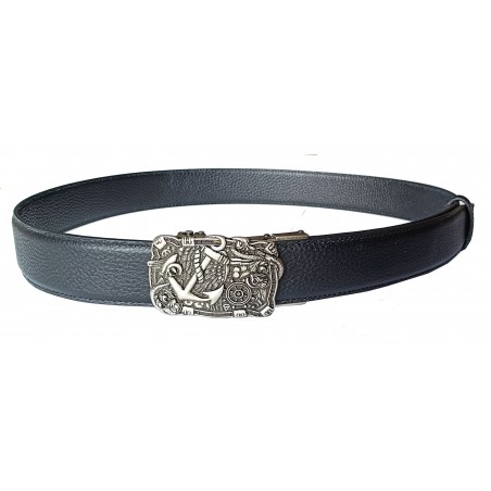 Ceinture en cuir pleine fleur noire de la gamme B2 avec boucle automatique